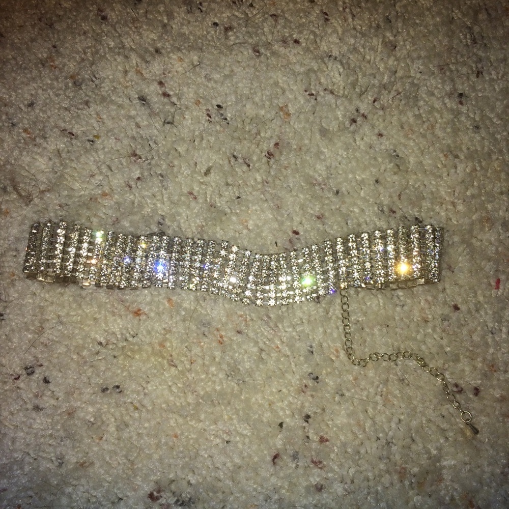 Faux diamond choker necklace